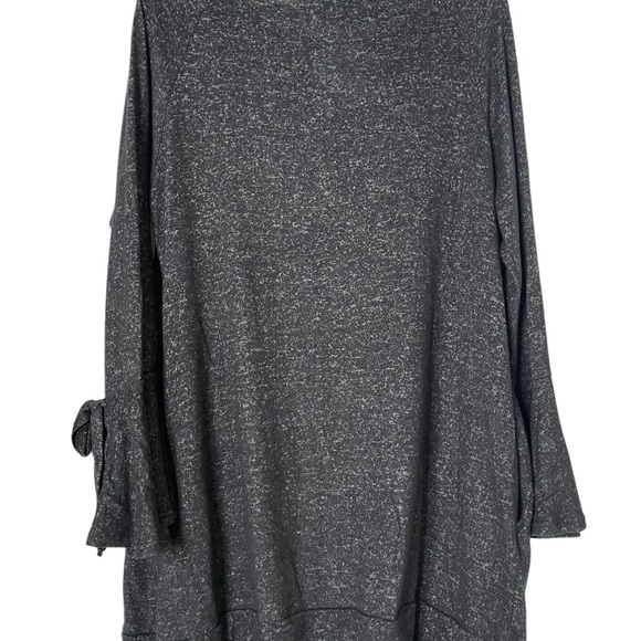 White Birch Soft Sweater Dark Gray Long Sleeve Ruffle Cuff with Tie SZ XL New - Picture 3 of 7